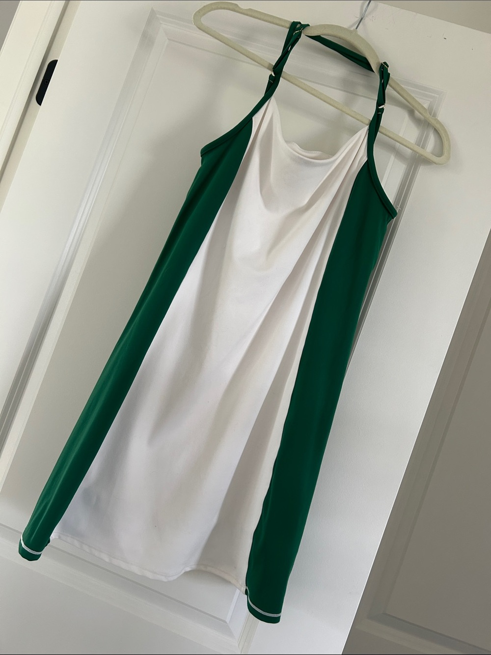 Women’s Two-Tone Green & White Halter dress by Wilo athleisure